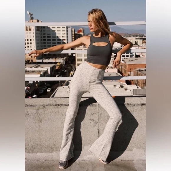 Free People Movement Contour Flare Pants in Heather Grey - Picture 1 of 5